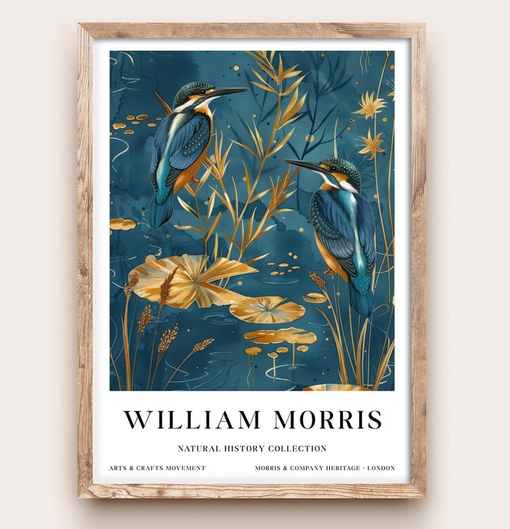 William Morris Kingfisher Bird Wall Art Blue Gold Botanical Print Vintage Nature Cottagecore Decor Arts And Crafts Poster Artwork for Home