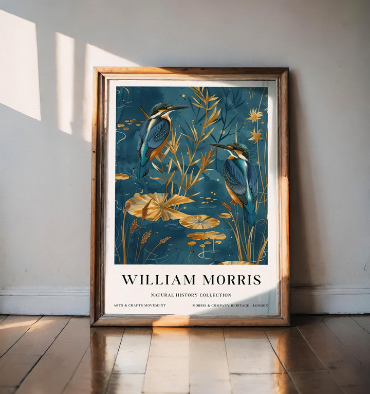 William Morris Kingfisher Bird Wall Art Blue Gold Botanical Print Vintage Nature Cottagecore Decor Arts And Crafts Poster Artwork for Home