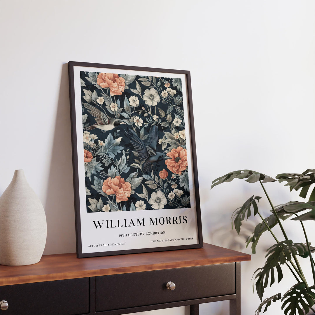 William Morris Hummingbird Bird Wall Art Dark Floral Botanical Print Vintage Cottagecore Decor Arts And Crafts Poster Artwork for Home