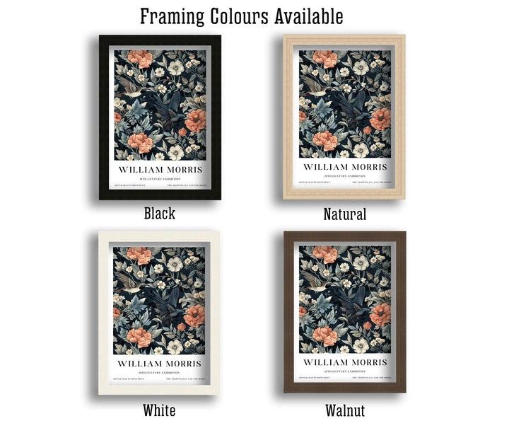 William Morris Hummingbird Bird Wall Art Dark Floral Botanical Print Vintage Cottagecore Decor Arts And Crafts Poster Artwork for Home
