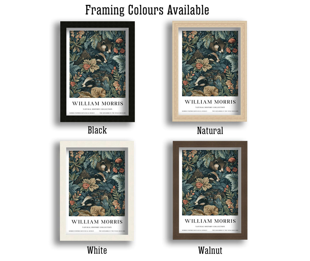 William Morris Badger Wall Art Woodland Animal Vintage Botanical Print Cottagecore Forest Decor Arts And Crafts Poster Artwork for Home
