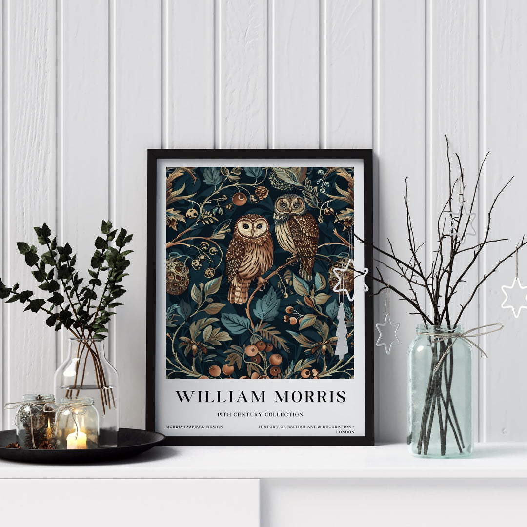 William Morris Owl Wall Art Woodland Bird Vintage Botanical Print Cottagecore Forest Decor Arts And Crafts Poster Artwork for Home