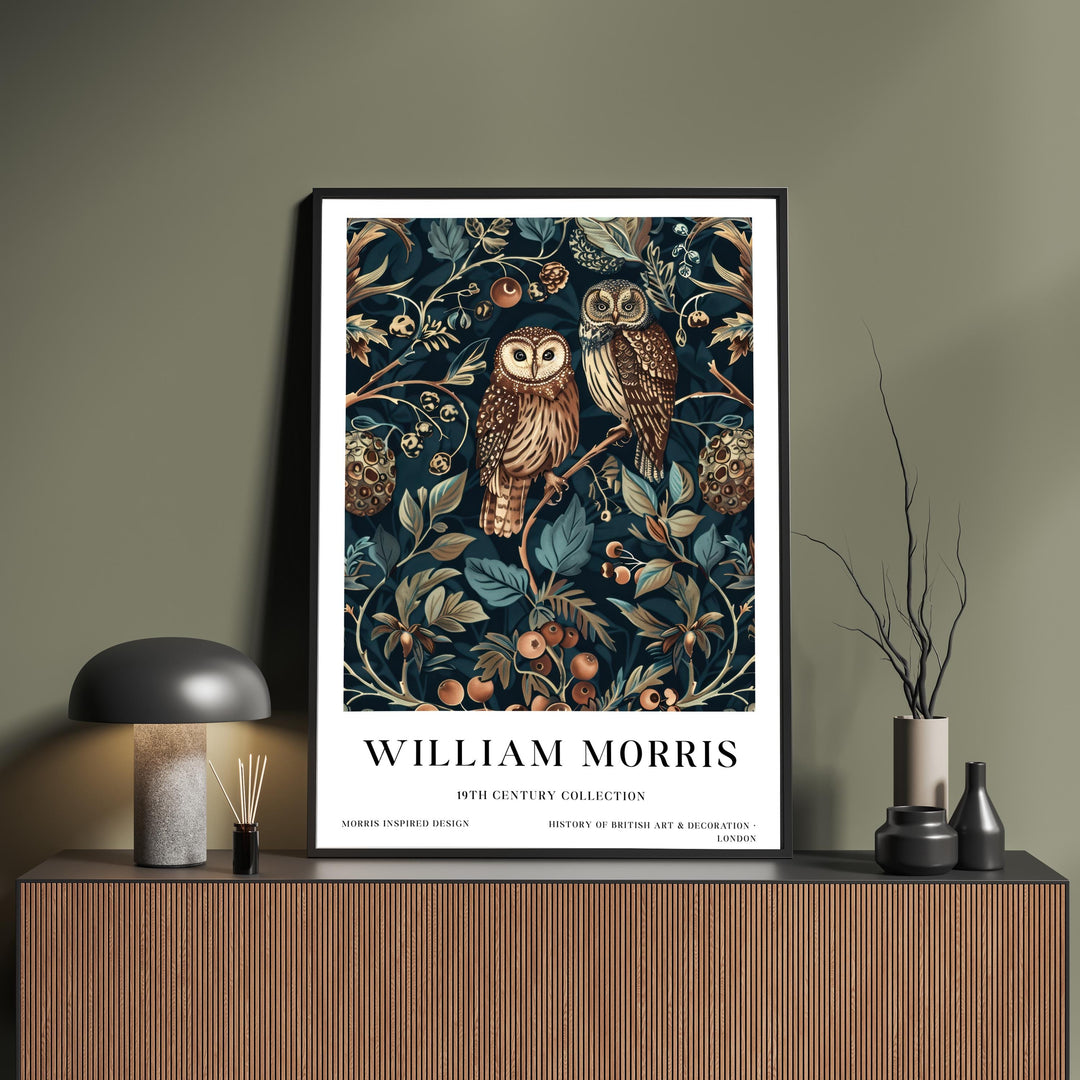 William Morris Owl Wall Art Woodland Bird Vintage Botanical Print Cottagecore Forest Decor Arts And Crafts Poster Artwork for Home