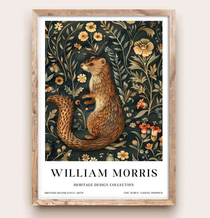 William Morris Weasel Wall Art Woodland Animal Vintage Botanical Print Cottagecore Nature Decor Arts And Crafts Poster Artwork for Home