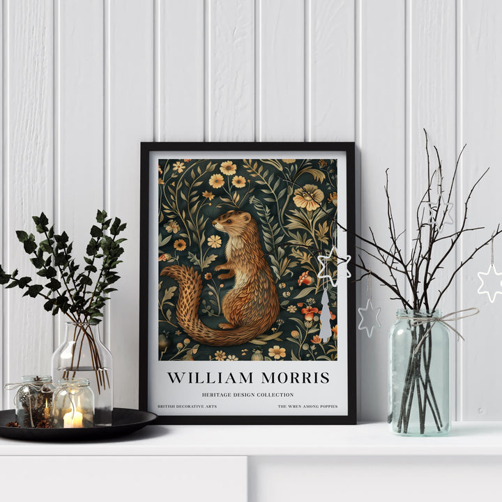 William Morris Weasel Wall Art Woodland Animal Vintage Botanical Print Cottagecore Nature Decor Arts And Crafts Poster Artwork for Home