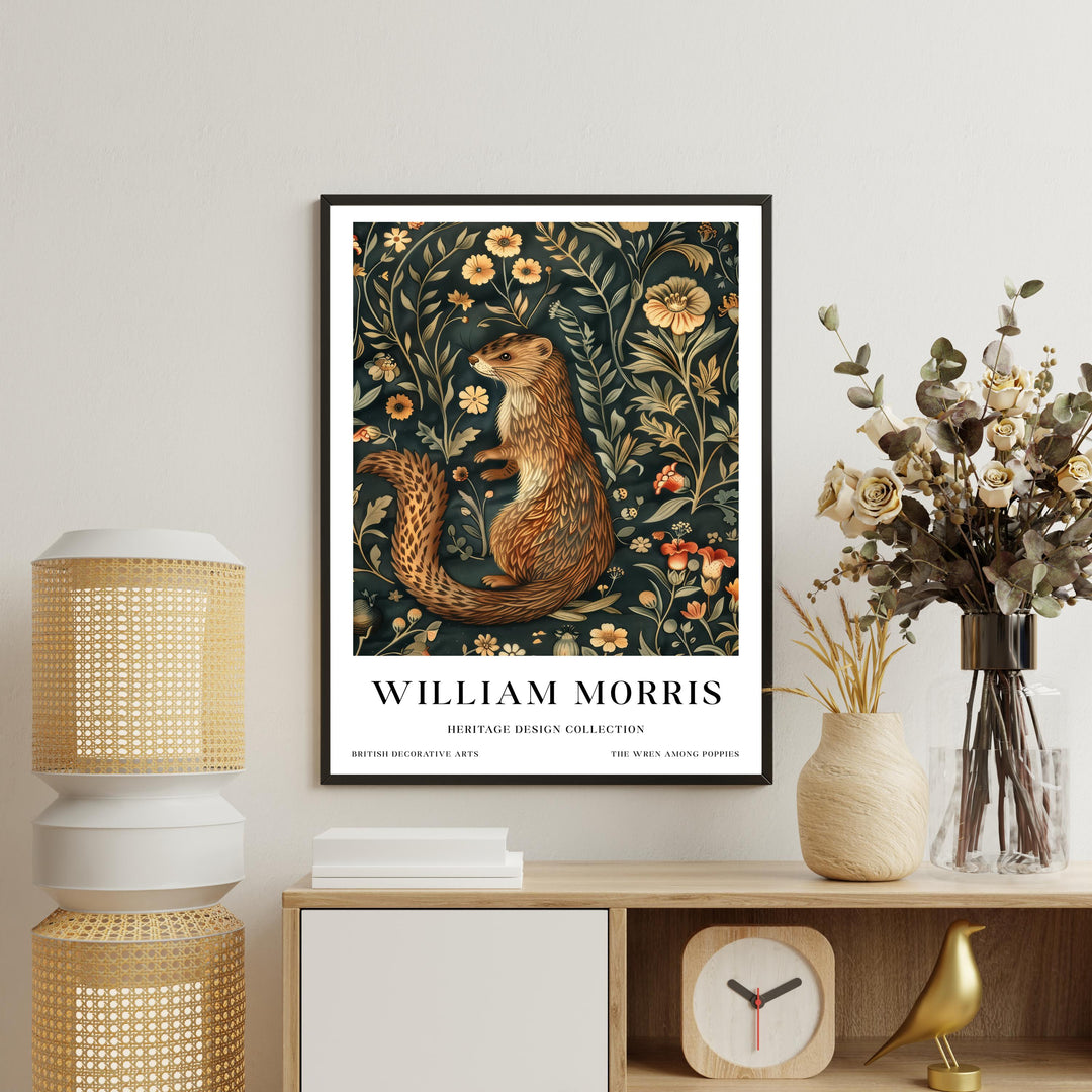 William Morris Weasel Wall Art Woodland Animal Vintage Botanical Print Cottagecore Nature Decor Arts And Crafts Poster Artwork for Home