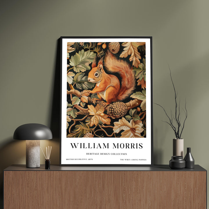 William Morris Red Squirrel Wall Art Woodland Animal Vintage Botanical Print Cottagecore Forest Decor Arts Crafts Poster Artwork for Home