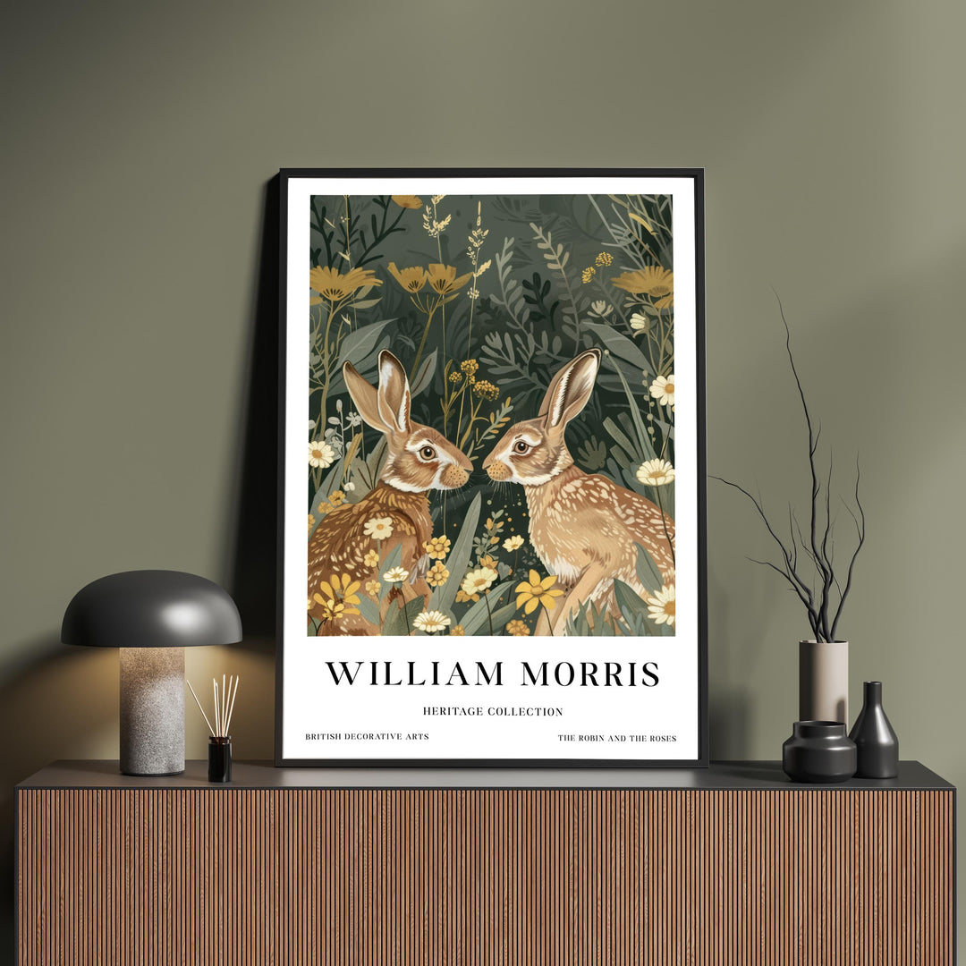 William Morris Hares Wall Art Woodland Animal Botanical Print Vintage Cottagecore Meadow Decor Arts And Crafts Poster Artwork for Home