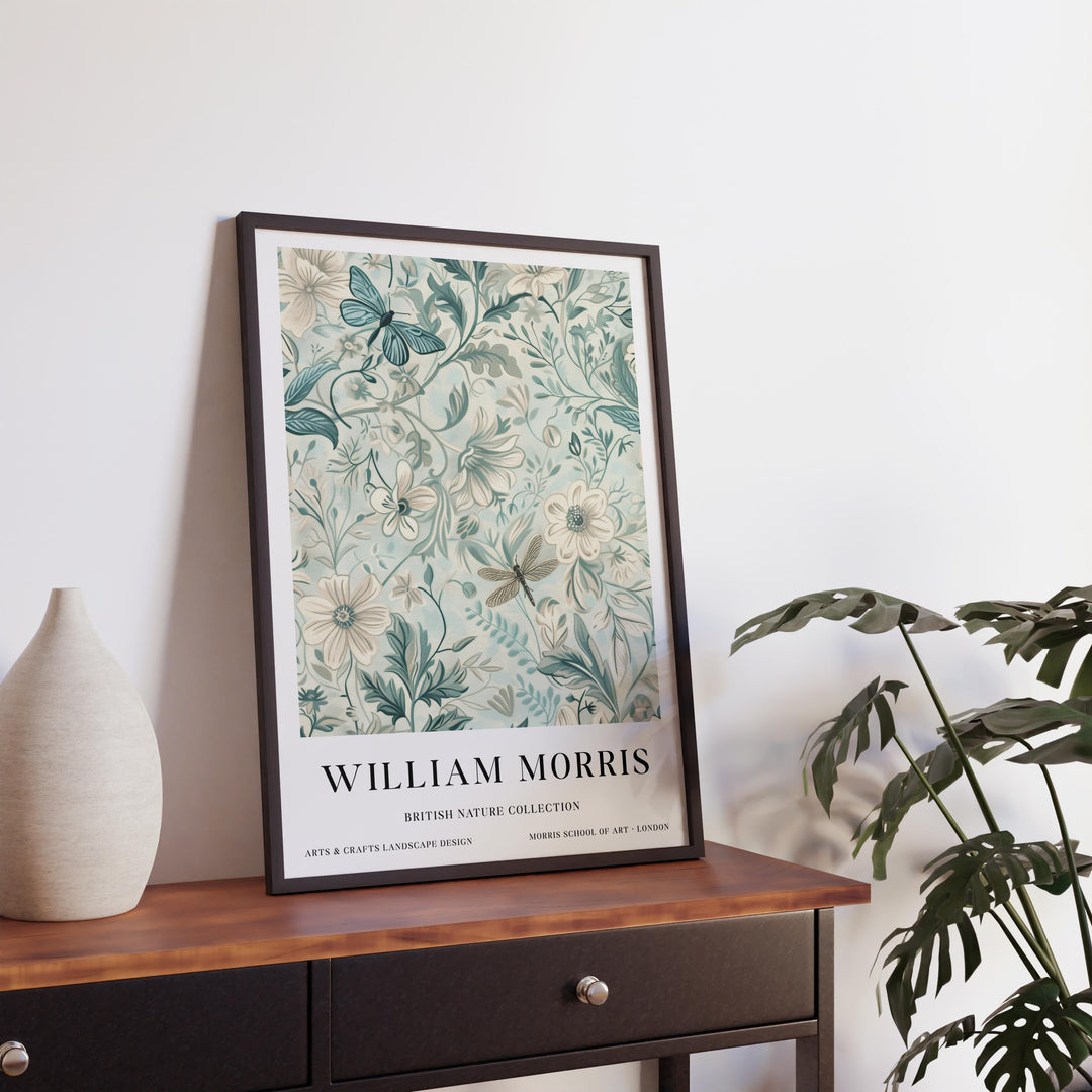 William Morris Dragonfly Wall Art Botanical Floral Print Vintage Cottagecore Nature Decor Arts And Crafts Poster Artwork for Home