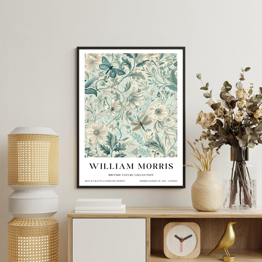 William Morris Dragonfly Wall Art Botanical Floral Print Vintage Cottagecore Nature Decor Arts And Crafts Poster Artwork for Home