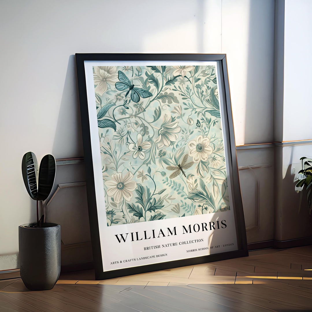 William Morris Dragonfly Wall Art Botanical Floral Print Vintage Cottagecore Nature Decor Arts And Crafts Poster Artwork for Home