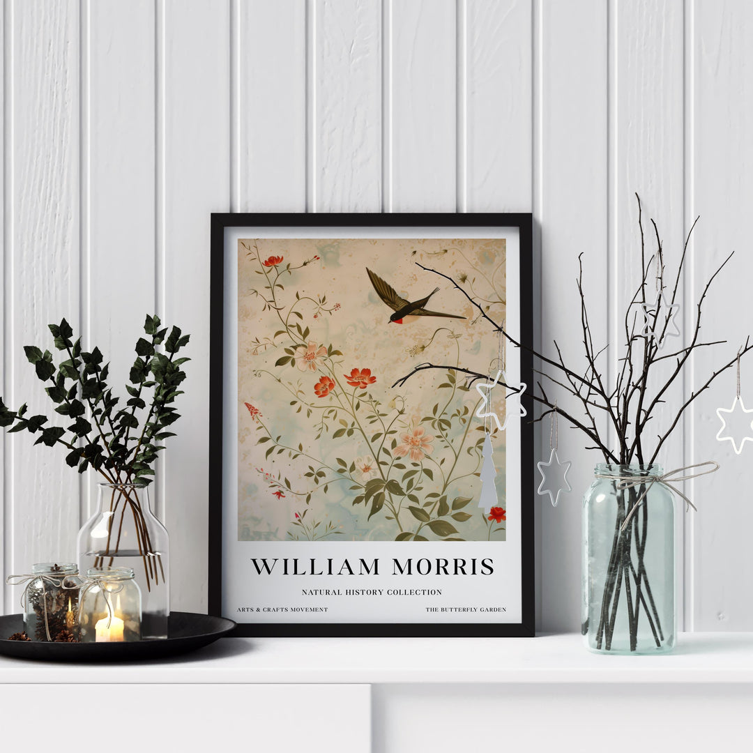William Morris Swallow Bird Wall Art Botanical Floral Print Vintage Cottagecore Decor Arts And Crafts Nature Poster Artwork for Home