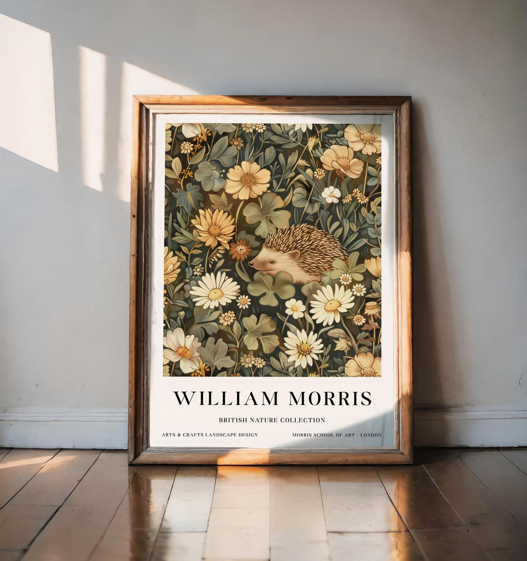 William Morris Hedgehog Wall Art Botanical Floral Print Vintage Cottagecore Nature Decor Arts And Crafts Poster Artwork for Home