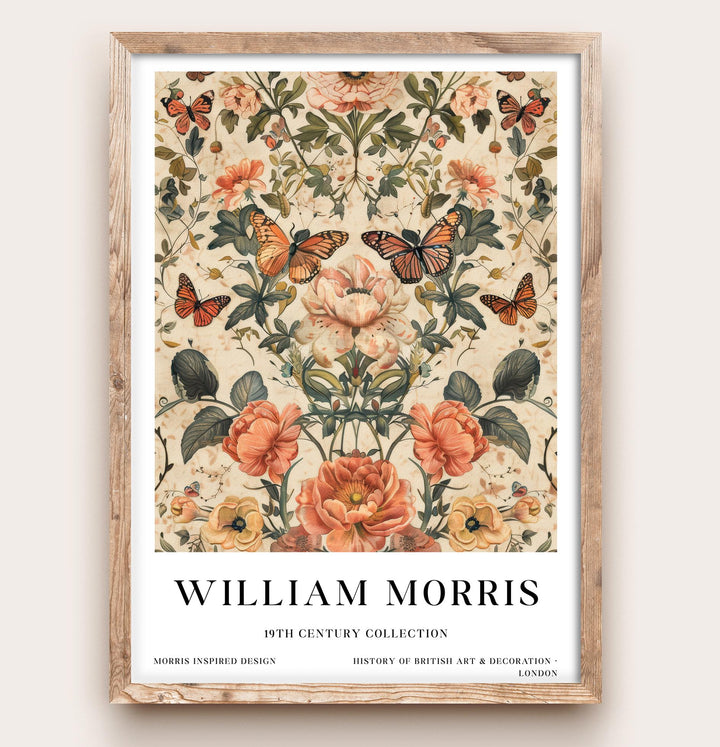 William Morris Butterfly Floral Wall Art Vintage Botanical Print Cottagecore Decor Arts And Crafts Nature Poster Artwork for Home