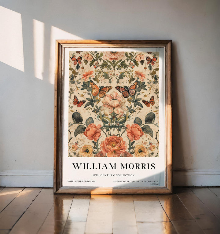 William Morris Butterfly Floral Wall Art Vintage Botanical Print Cottagecore Decor Arts And Crafts Nature Poster Artwork for Home