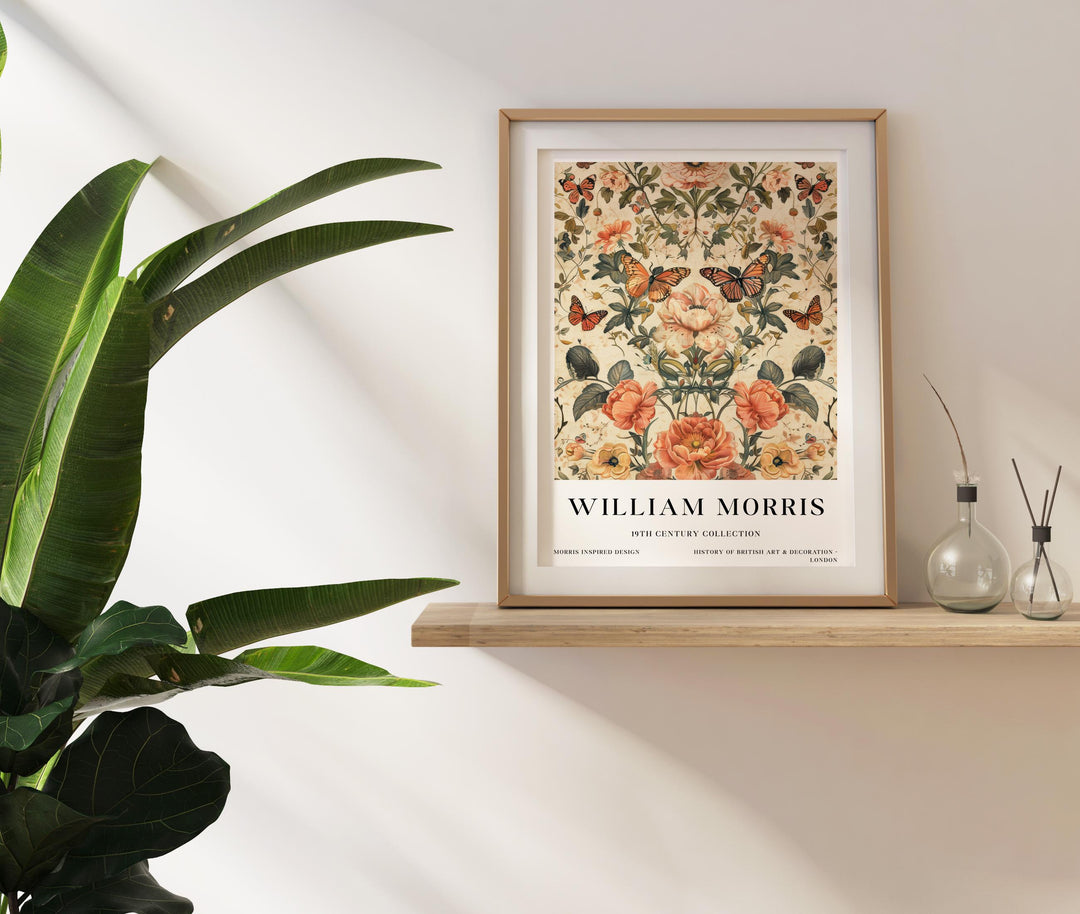 William Morris Butterfly Floral Wall Art Vintage Botanical Print Cottagecore Decor Arts And Crafts Nature Poster Artwork for Home