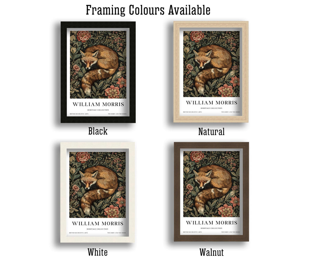 William Morris Sleeping Fox Wall Art Woodland Animal Vintage Botanical Print Cottagecore Decor Arts And Crafts Poster Artwork for Home