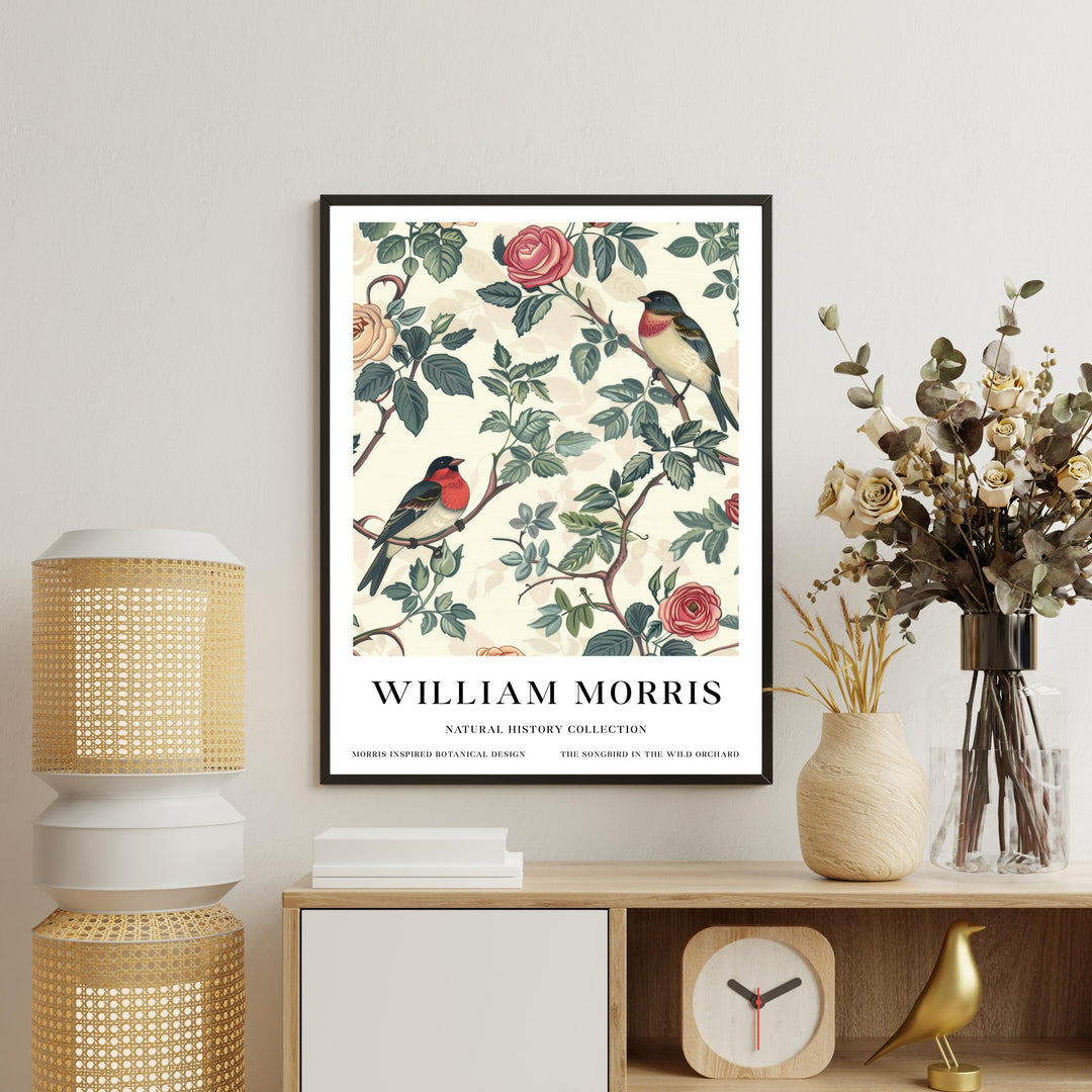 William Morris Robin Bird Wall Art Floral Botanical Print Vintage Cottagecore Decor Arts And Crafts Nature Poster Artwork for Home