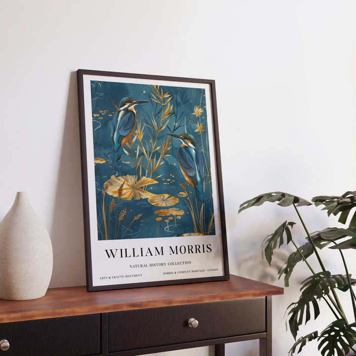 William Morris Kingfisher Bird Wall Art Blue Gold Botanical Print Vintage Nature Cottagecore Decor Arts And Crafts Poster Artwork for Home