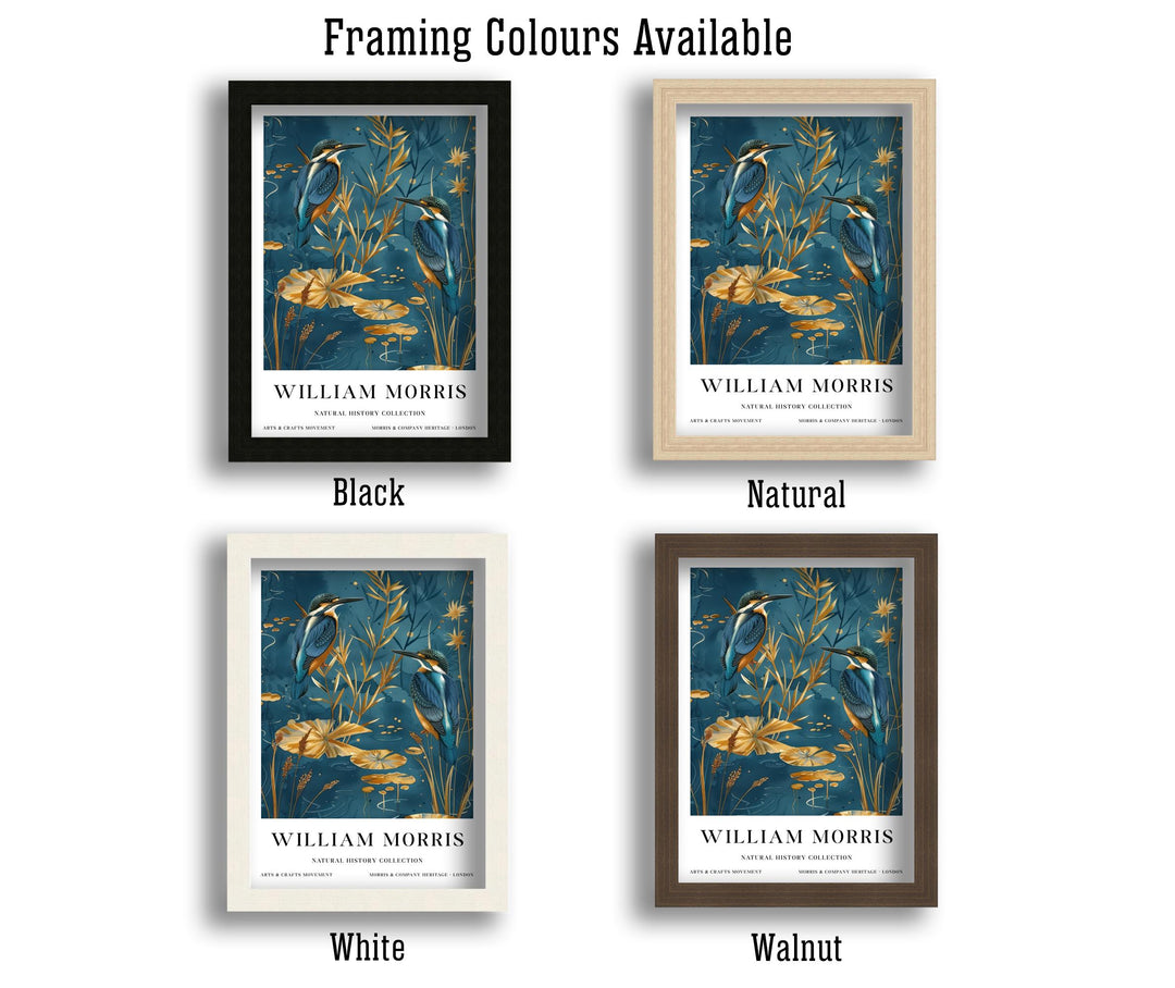 William Morris Kingfisher Bird Wall Art Blue Gold Botanical Print Vintage Nature Cottagecore Decor Arts And Crafts Poster Artwork for Home