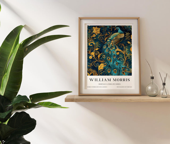 William Morris Peacock Wall Art Blue Gold Bird Vintage Botanical Print Luxury Cottagecore Decor Arts And Crafts Poster Artwork for Home