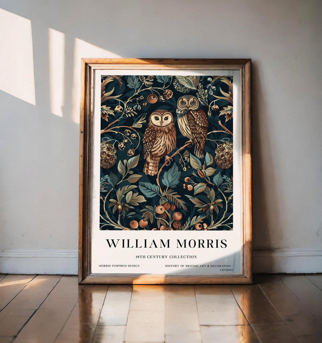 William Morris Owl Wall Art Woodland Bird Vintage Botanical Print Cottagecore Forest Decor Arts And Crafts Poster Artwork for Home
