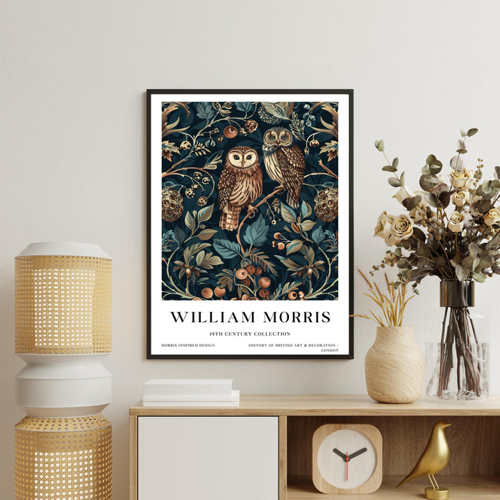 William Morris Owl Wall Art Woodland Bird Vintage Botanical Print Cottagecore Forest Decor Arts And Crafts Poster Artwork for Home