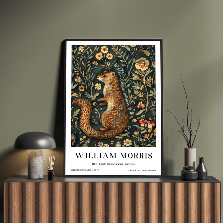 William Morris Weasel Wall Art Woodland Animal Vintage Botanical Print Cottagecore Nature Decor Arts And Crafts Poster Artwork for Home