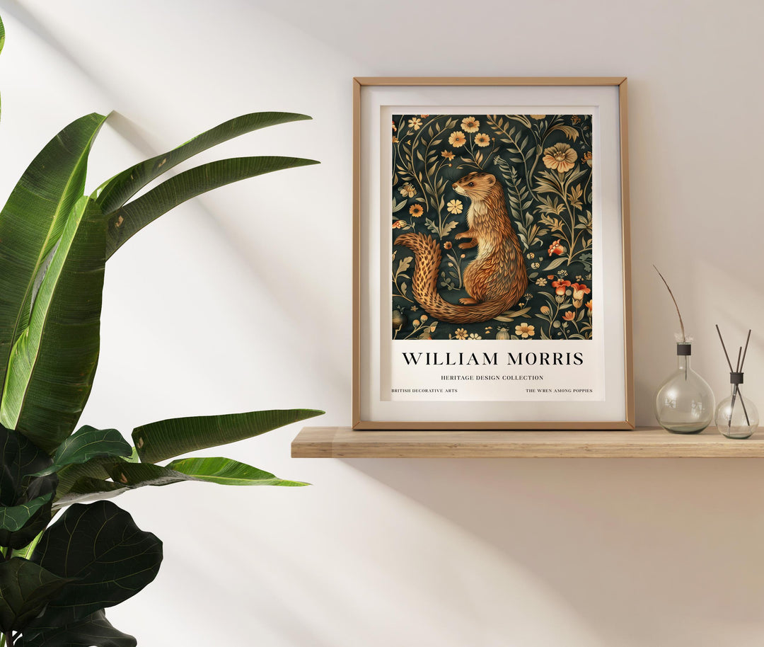 William Morris Weasel Wall Art Woodland Animal Vintage Botanical Print Cottagecore Nature Decor Arts And Crafts Poster Artwork for Home