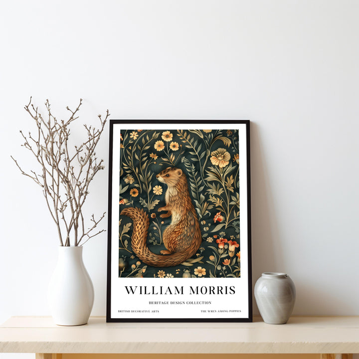 William Morris Weasel Wall Art Woodland Animal Vintage Botanical Print Cottagecore Nature Decor Arts And Crafts Poster Artwork for Home