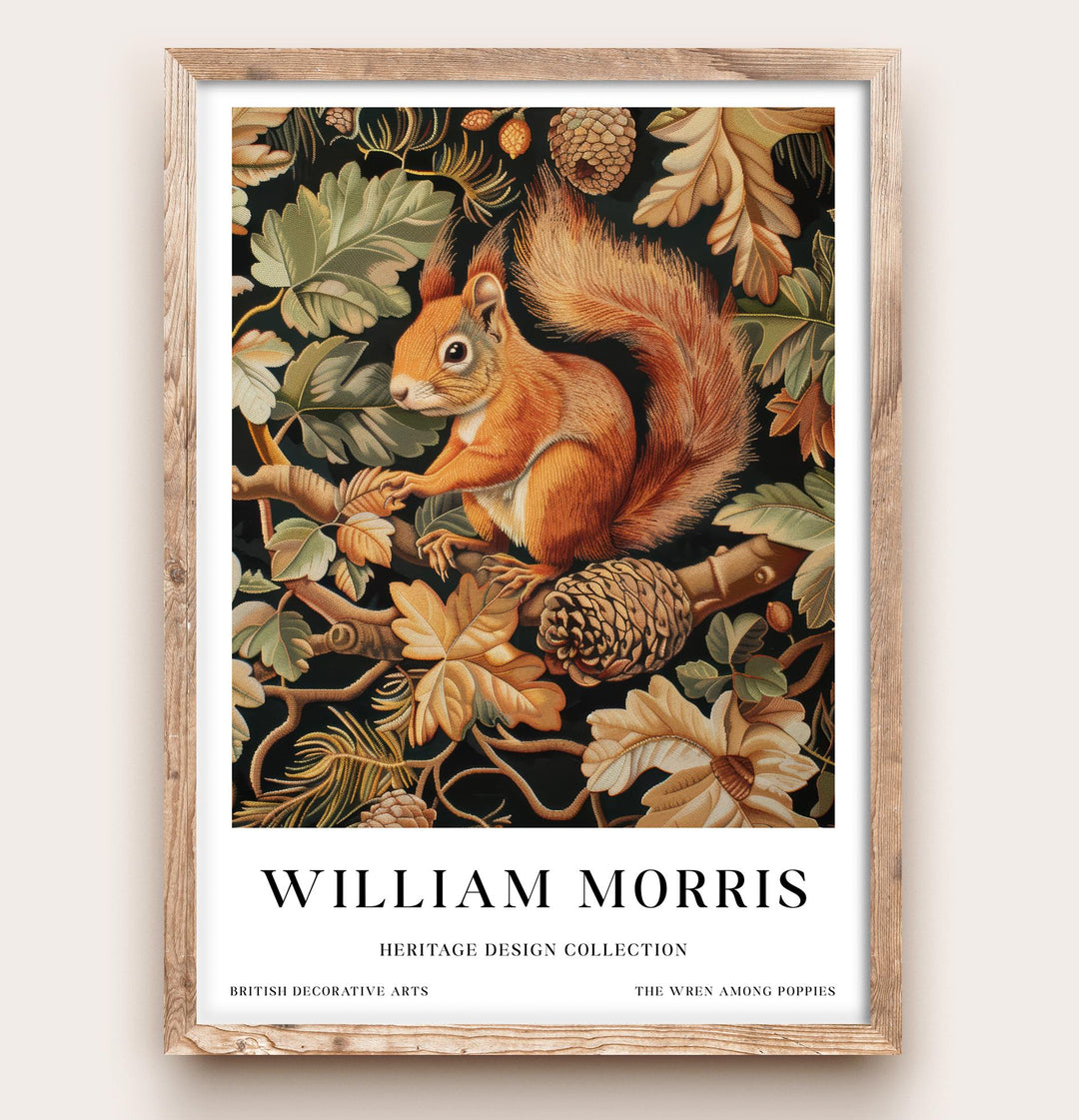 William Morris Red Squirrel Wall Art Woodland Animal Vintage Botanical Print Cottagecore Forest Decor Arts Crafts Poster Artwork for Home