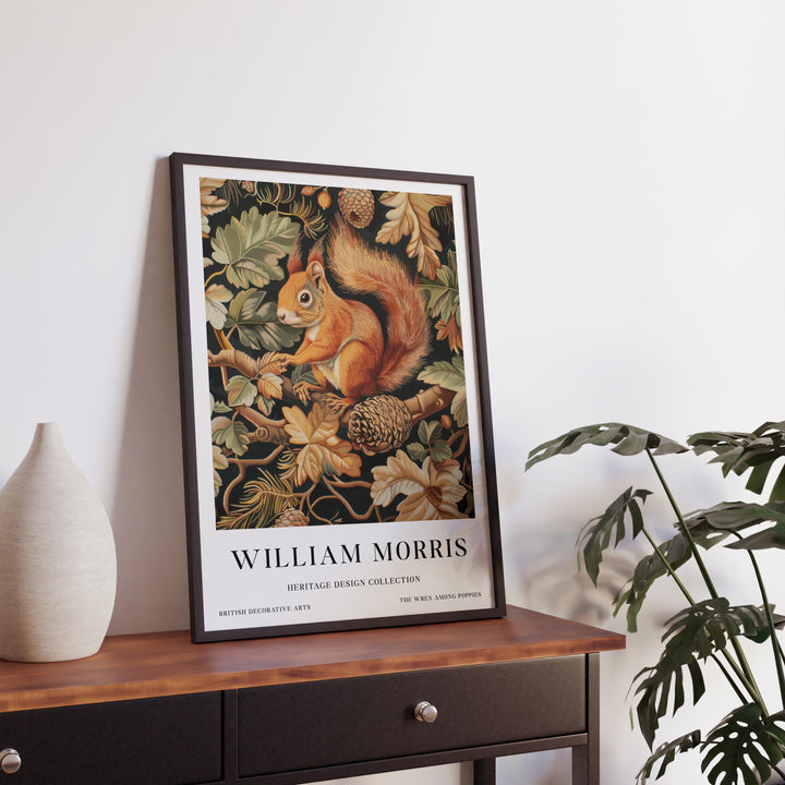 William Morris Red Squirrel Wall Art Woodland Animal Vintage Botanical Print Cottagecore Forest Decor Arts Crafts Poster Artwork for Home