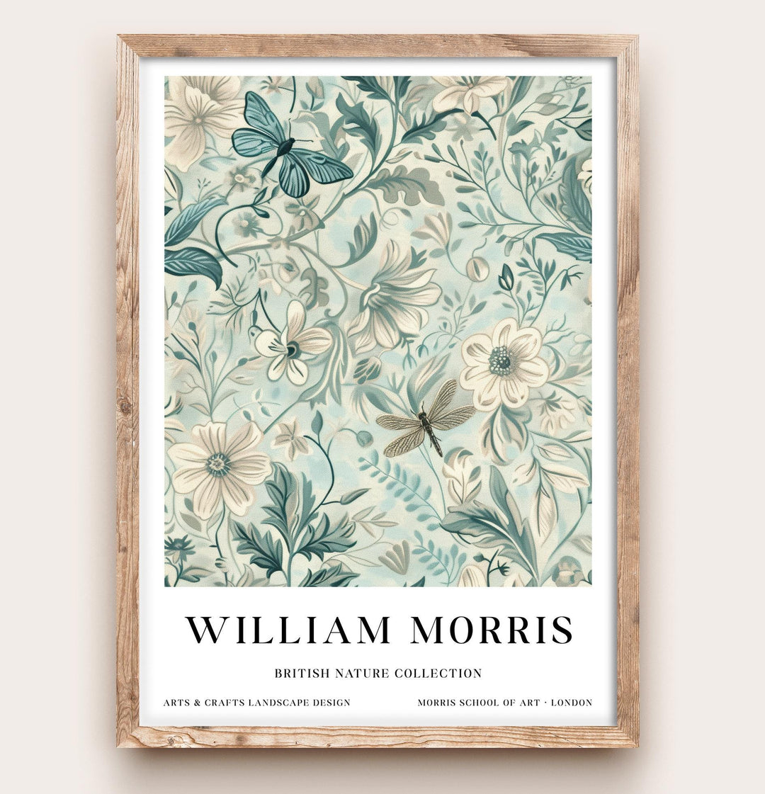 William Morris Dragonfly Wall Art Botanical Floral Print Vintage Cottagecore Nature Decor Arts And Crafts Poster Artwork for Home