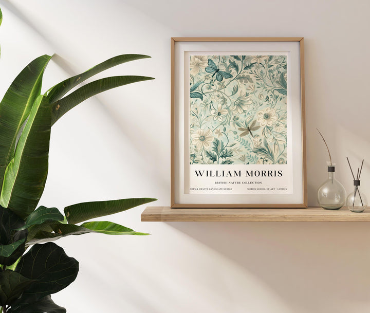 William Morris Dragonfly Wall Art Botanical Floral Print Vintage Cottagecore Nature Decor Arts And Crafts Poster Artwork for Home