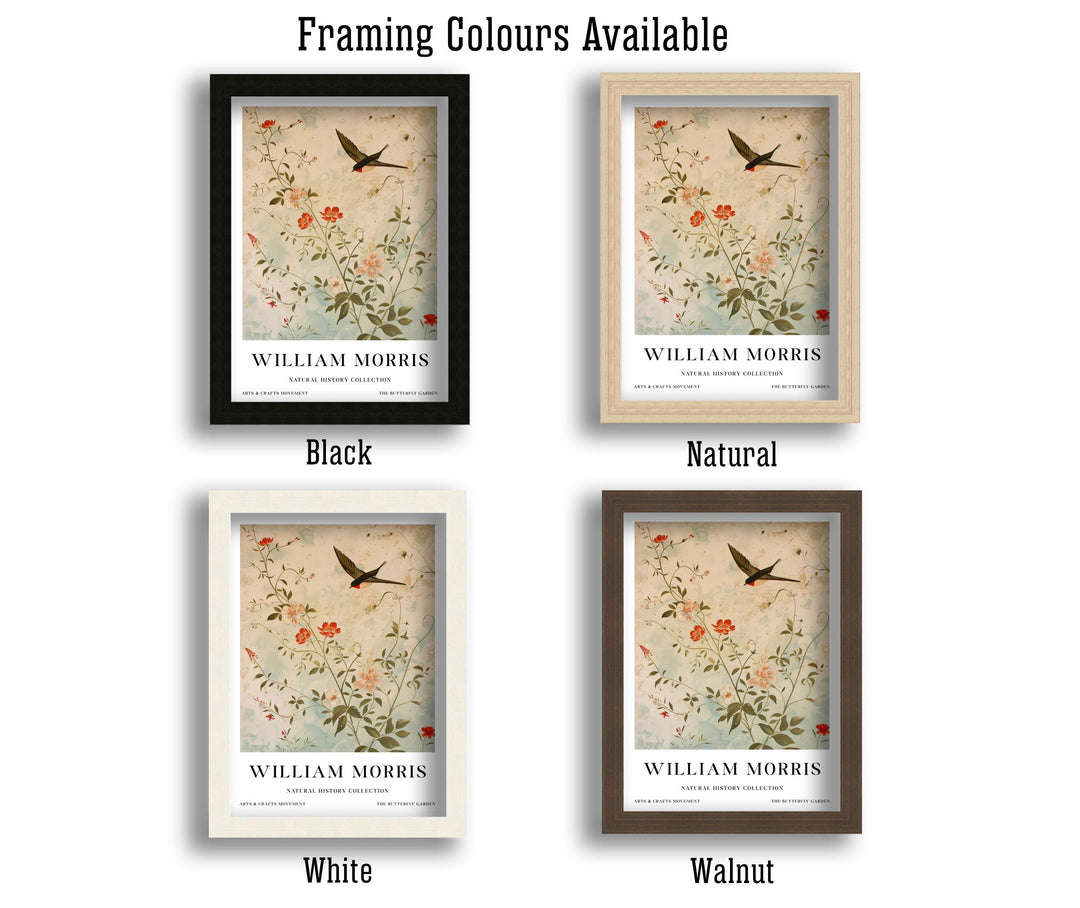 William Morris Swallow Bird Wall Art Botanical Floral Print Vintage Cottagecore Decor Arts And Crafts Nature Poster Artwork for Home