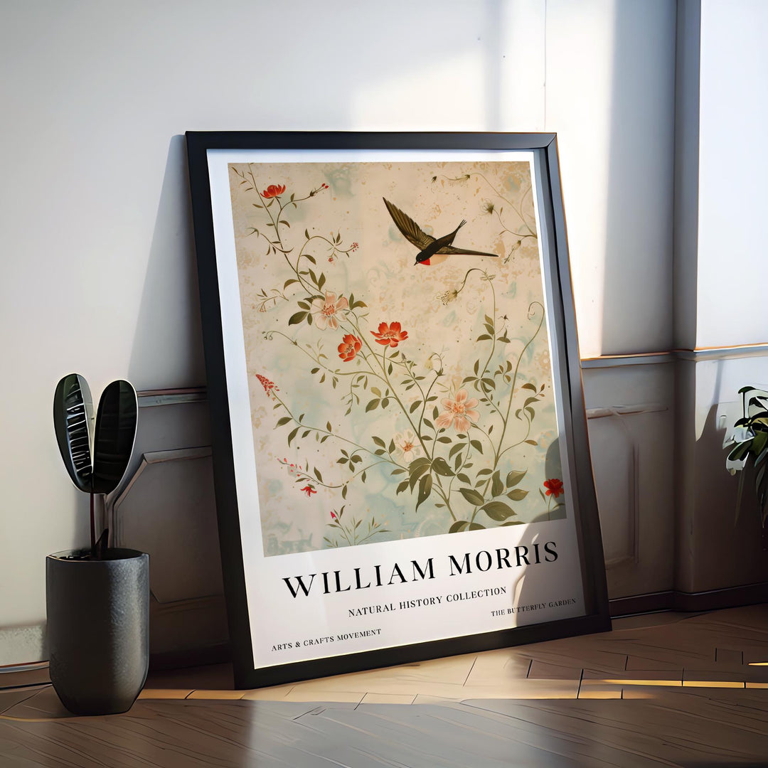 William Morris Swallow Bird Wall Art Botanical Floral Print Vintage Cottagecore Decor Arts And Crafts Nature Poster Artwork for Home