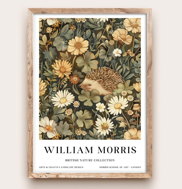 William Morris Hedgehog Wall Art Botanical Floral Print Vintage Cottagecore Nature Decor Arts And Crafts Poster Artwork for Home