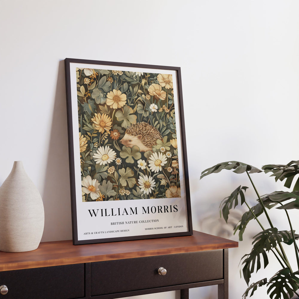 William Morris Hedgehog Wall Art Botanical Floral Print Vintage Cottagecore Nature Decor Arts And Crafts Poster Artwork for Home