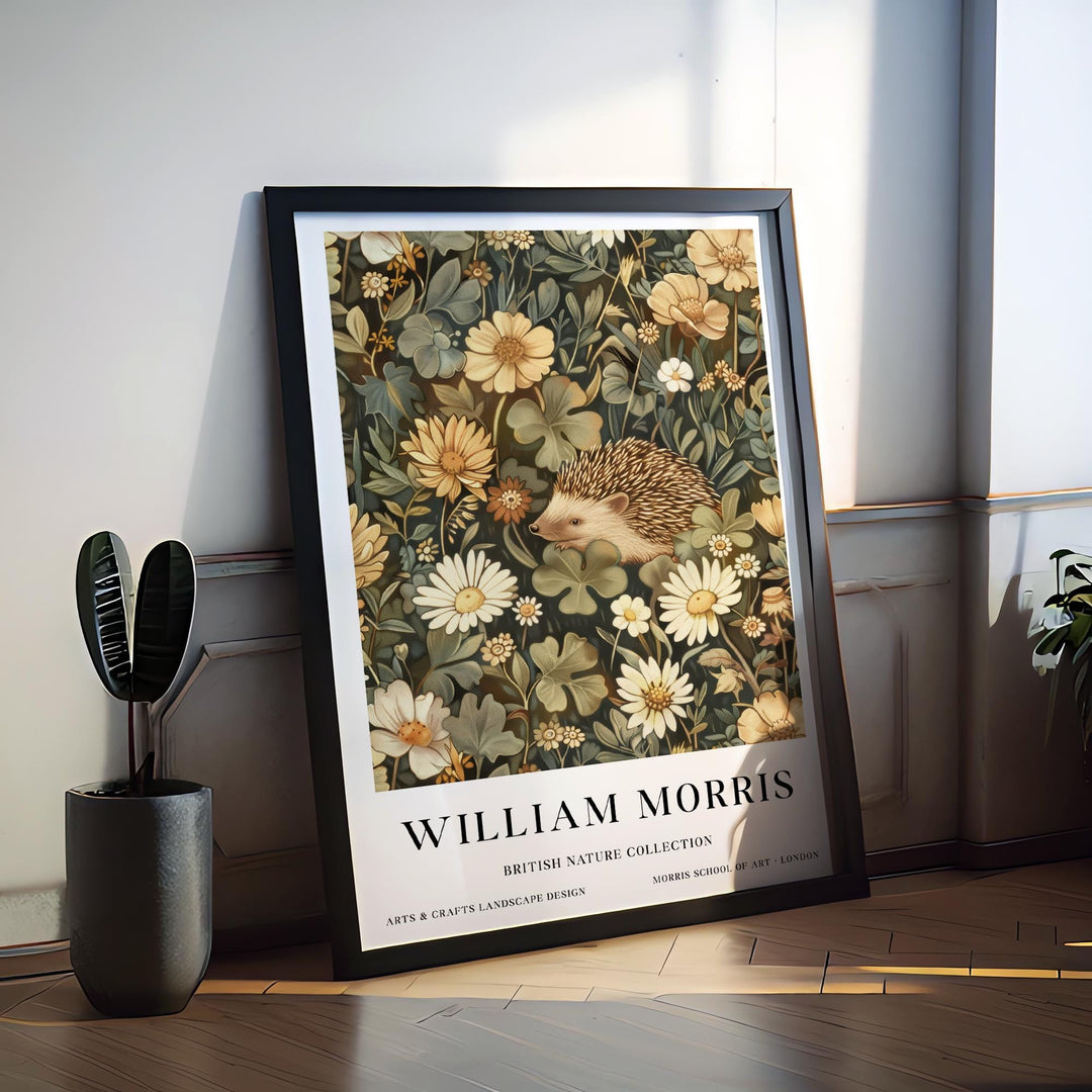William Morris Hedgehog Wall Art Botanical Floral Print Vintage Cottagecore Nature Decor Arts And Crafts Poster Artwork for Home