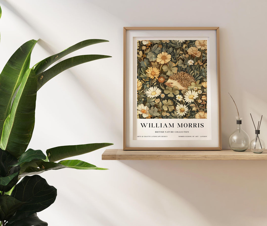 William Morris Hedgehog Wall Art Botanical Floral Print Vintage Cottagecore Nature Decor Arts And Crafts Poster Artwork for Home