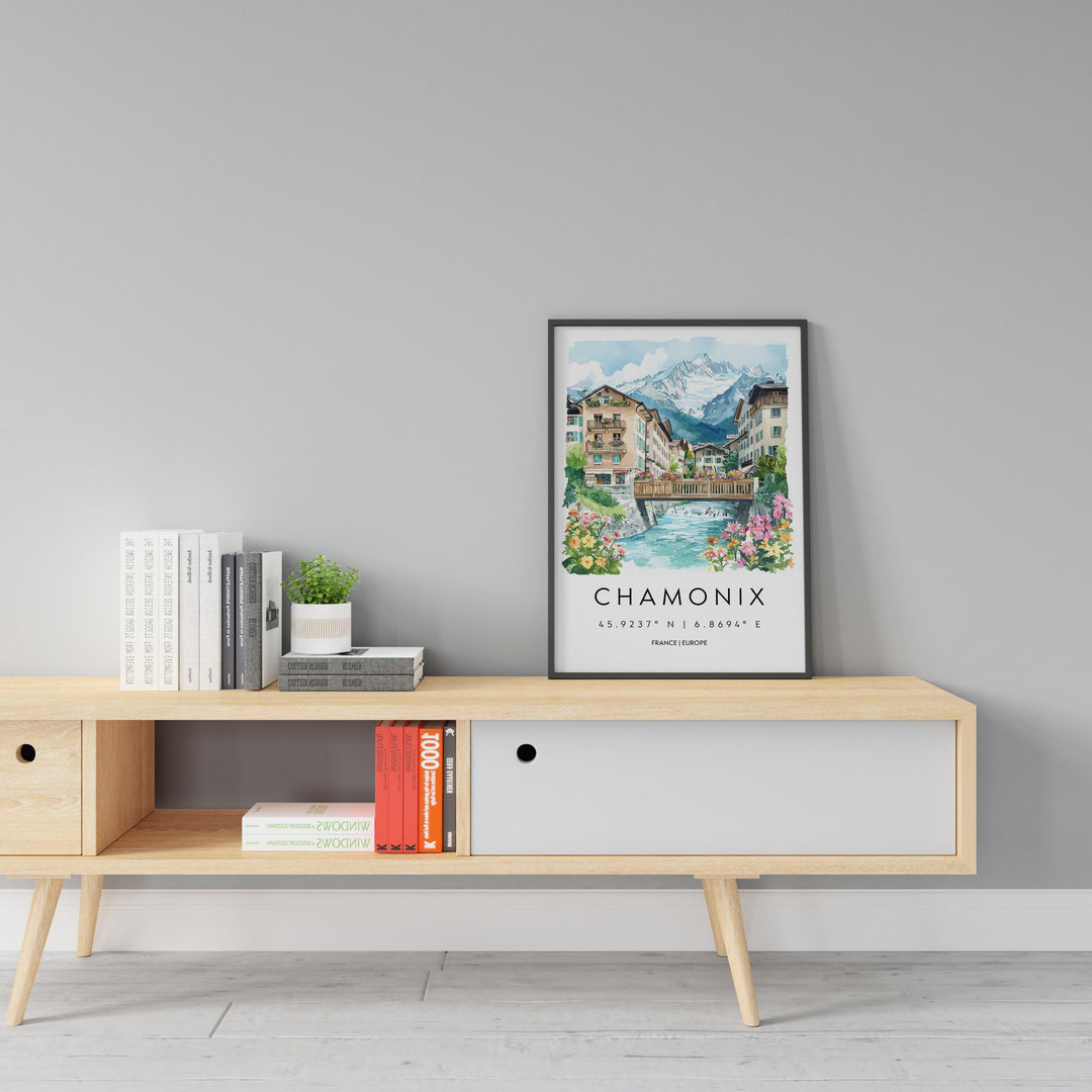 Chamonix Travel Print Chamonix Wall Decor France Chamonix Art Chamonix Wall Art French Alps Poster Gift for Mountain Lovers